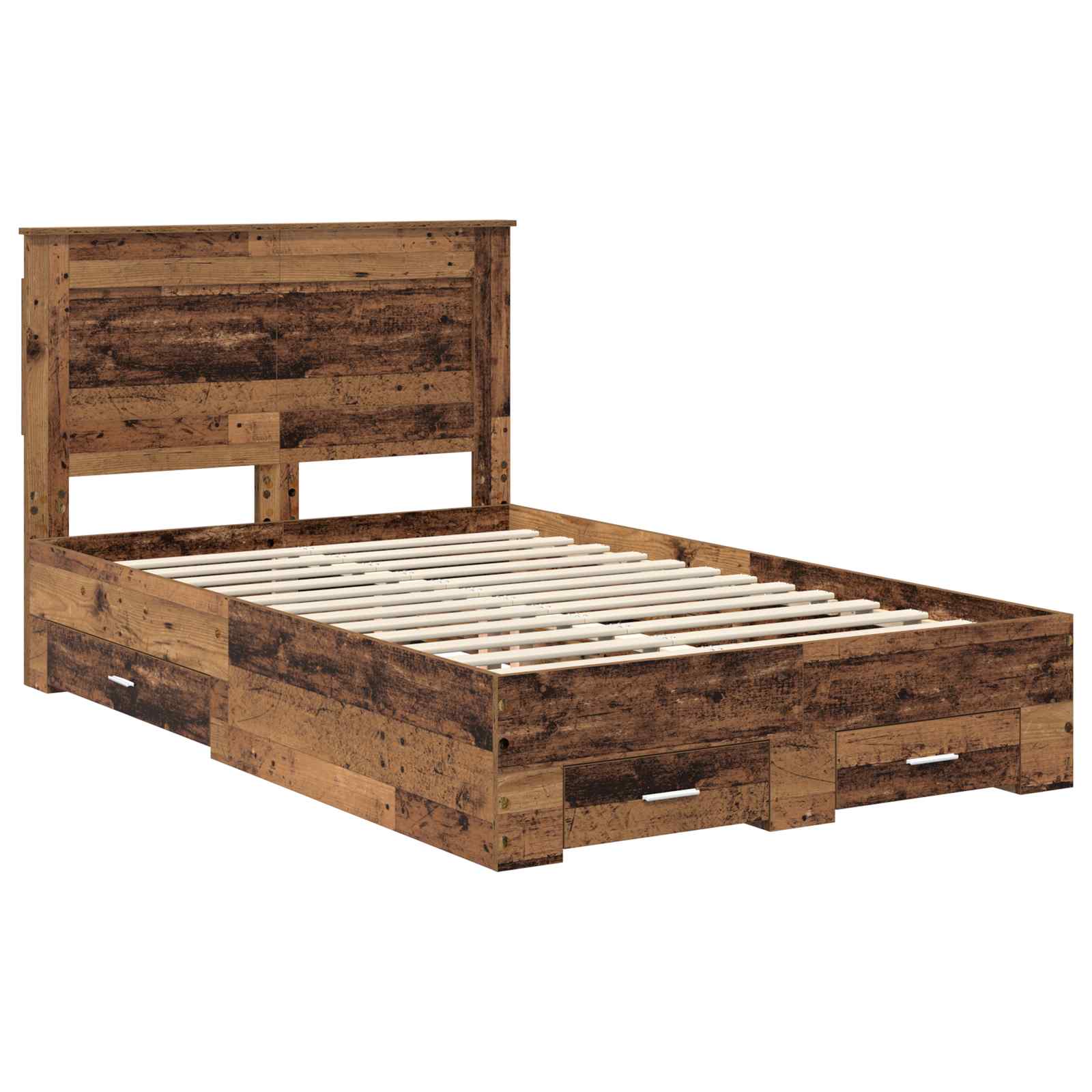 vidaXL Bed Frame with Drawer Old Wood 120 x 190 cm Engineered Wood 4