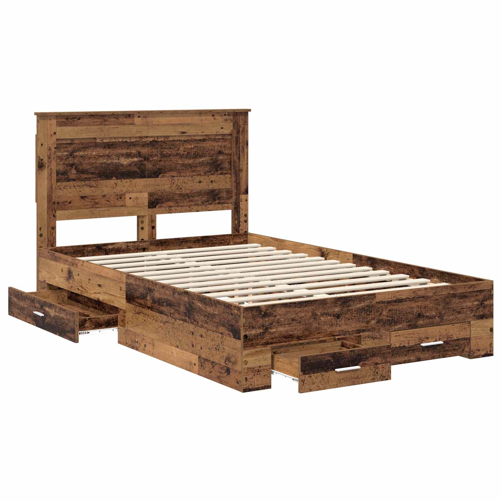 vidaXL Bed Frame with Drawer Old Wood 120 x 190 cm Engineered Wood 5