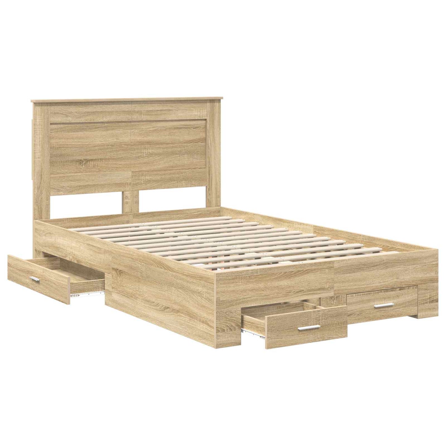 vidaXL Bed Frame with Drawer Sonoma Oak 120 x 200 cm Engineered Wood 5