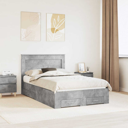 vidaXL Bed Frame Concrete Grey 120 x 200 cm Engineered Wood 1