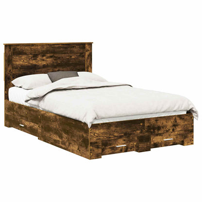 vidaXL Bed Frame with Drawer Smoked Oak 120 x 200 cm Engineered Wood 2