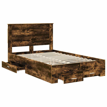 vidaXL Bed Frame with Drawer Smoked Oak 120 x 200 cm Engineered Wood 5