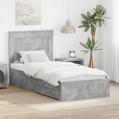 vidaXL Bed Frame Engineered Wood Length 200 cm Concrete grey