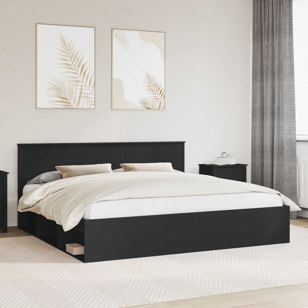vidaXL Bed Frame 200 x 200 cm Solid Pine Wood Length 200 cm Width 200 cm