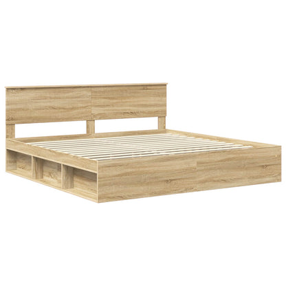 vidaXL Bed Frame with Headboard Sonoma 200 x 200 cm Solid Pine Wood 4