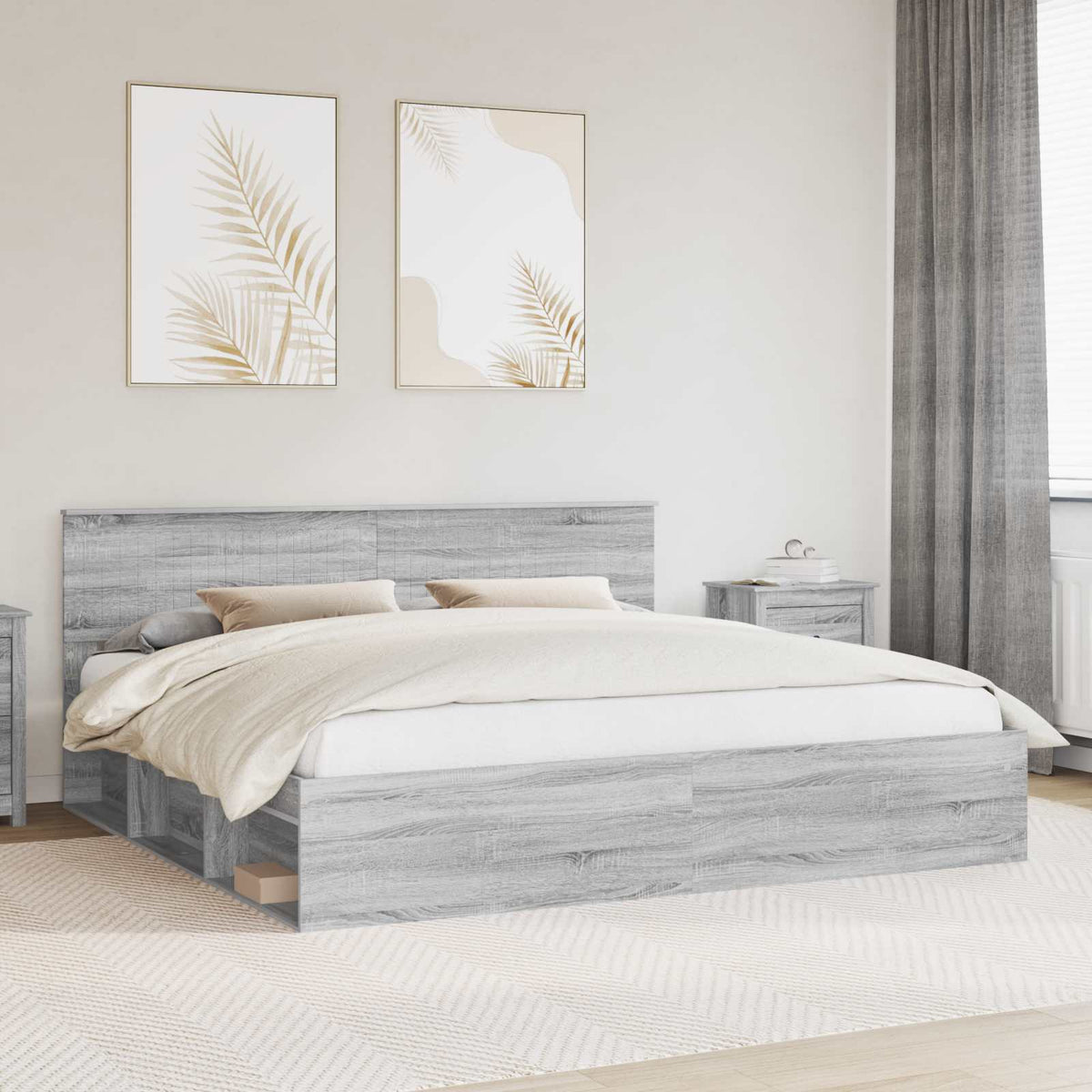 vidaXL Bed Frame 200 x 200 cm Solid Pine Wood Length 200 cm Width 200 cm