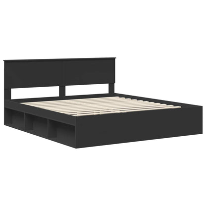 vidaXL Bed Frame with Headboard Black 180 x 200 cm Solid Pine Wood 4