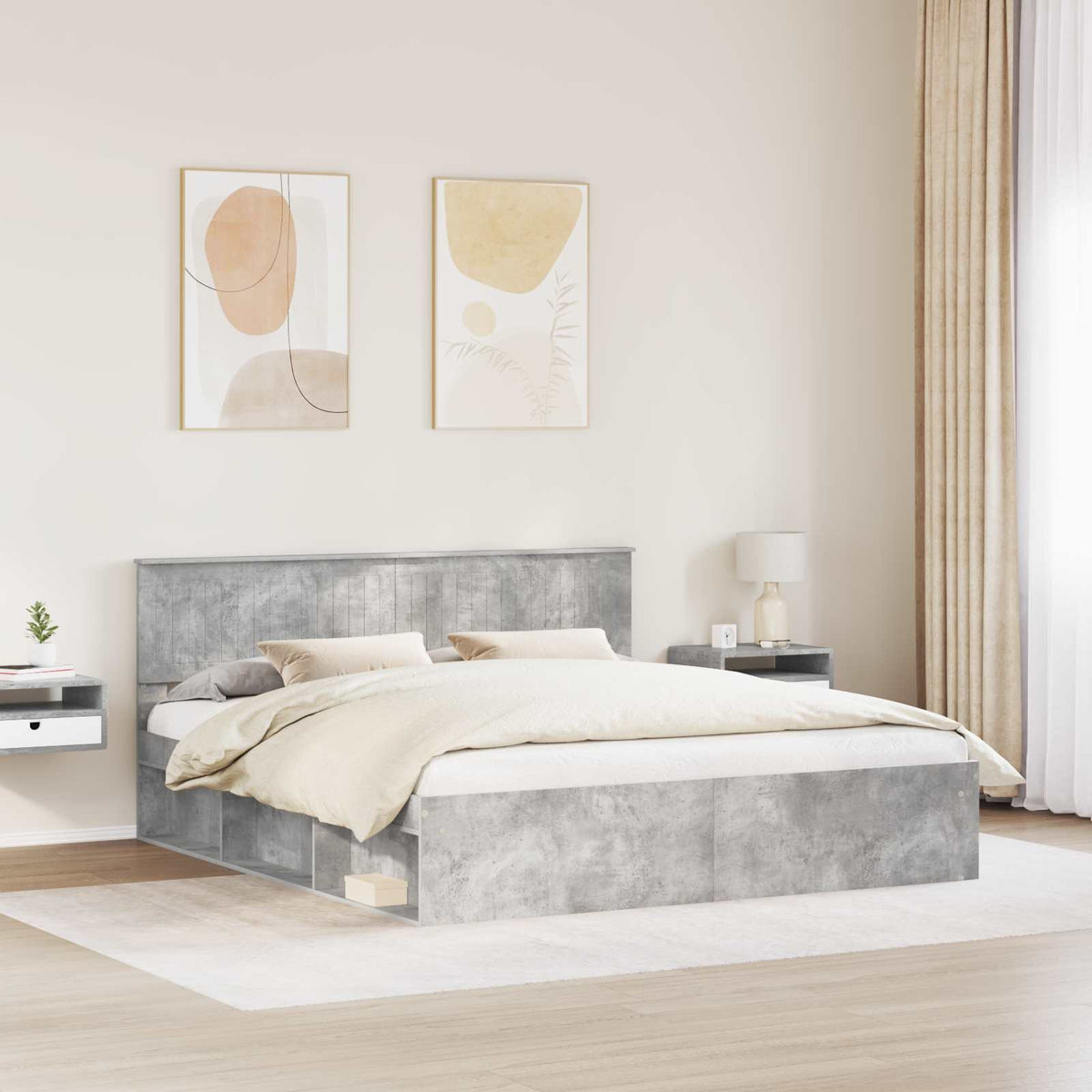 vidaXL Bed Frame Concrete Grey 180 x 200 cm Solid Pine Wood 3