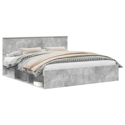 vidaXL Bed Frame Concrete Grey 180 x 200 cm Solid Pine Wood 2