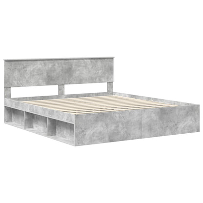 vidaXL Bed Frame Concrete Grey 180 x 200 cm Solid Pine Wood 4