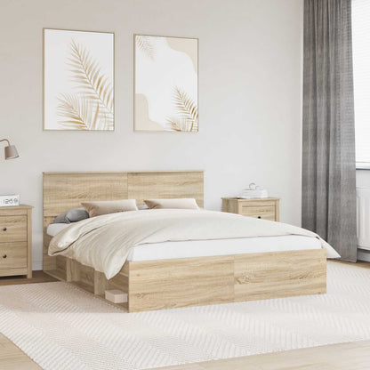 vidaXL Bed Frame Sonoma Oak 160 x 200 cm Solid Pine Wood 1