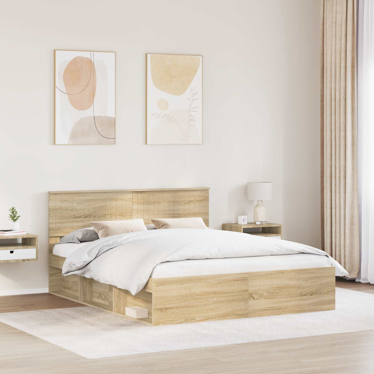 vidaXL Bed Frame Sonoma Oak 160 x 200 cm Solid Pine Wood 3