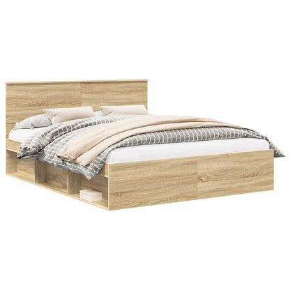 vidaXL Bed Frame Sonoma Oak 160 x 200 cm Solid Pine Wood 2