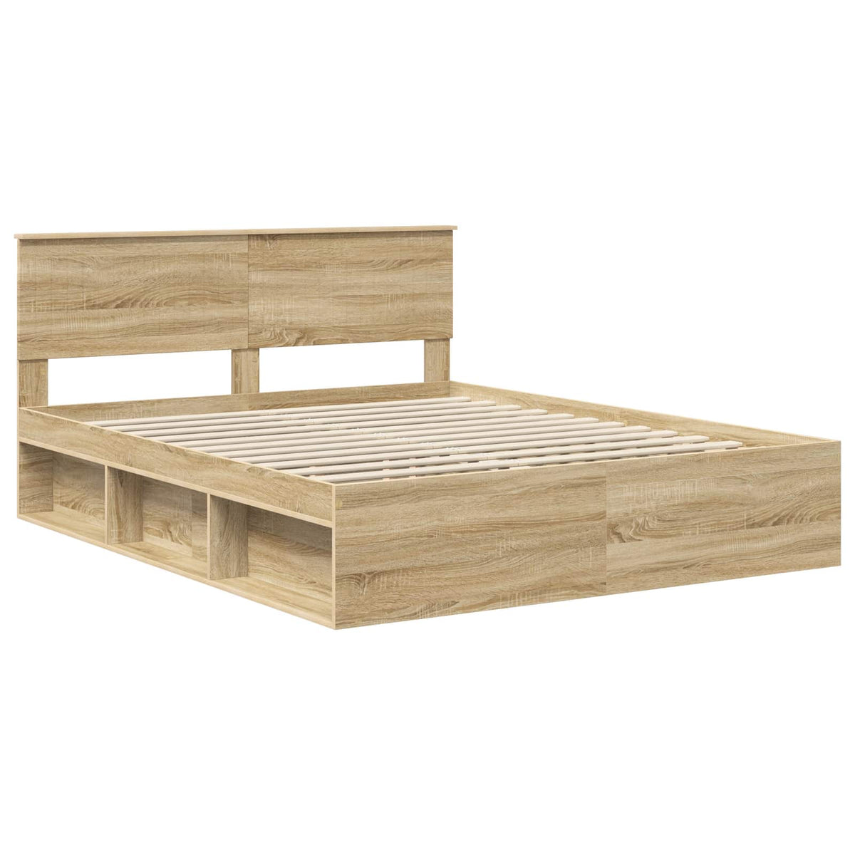 vidaXL Bed Frame Sonoma Oak 160 x 200 cm Solid Pine Wood 4