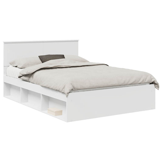 vidaXL Bed Frame with Headboard White 140 x 190 cm Solid Pine Wood 2