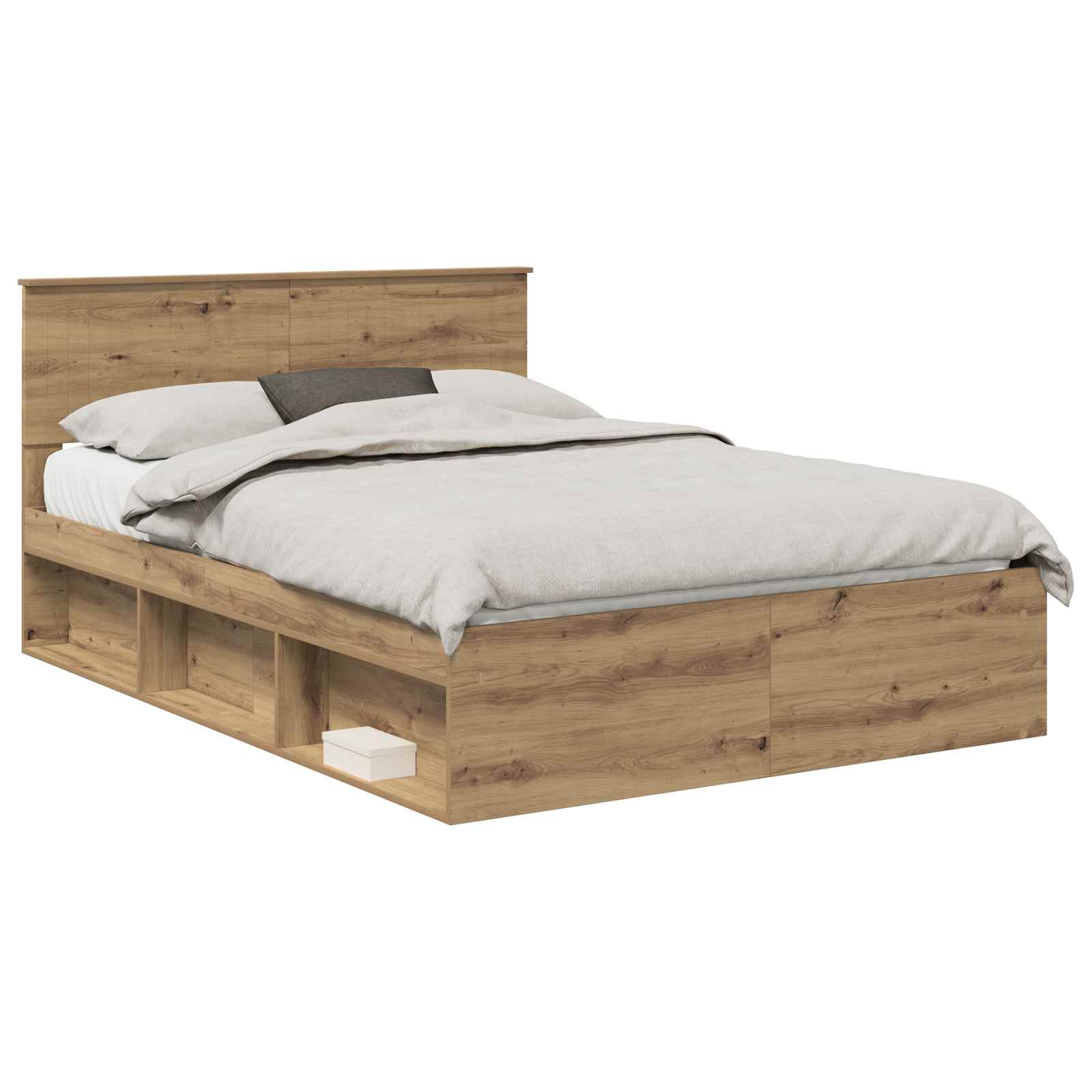 vidaXL Bed Frame Artisian Oak 140 x 190 cm Solid Pine Wood 2