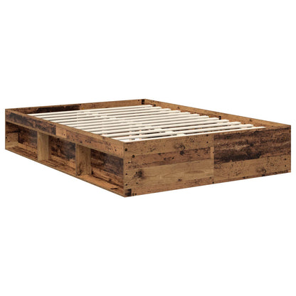 vidaXL Bed Frame with Headboard Old Wood 135 x 190 cm Solid Pine Wood 5