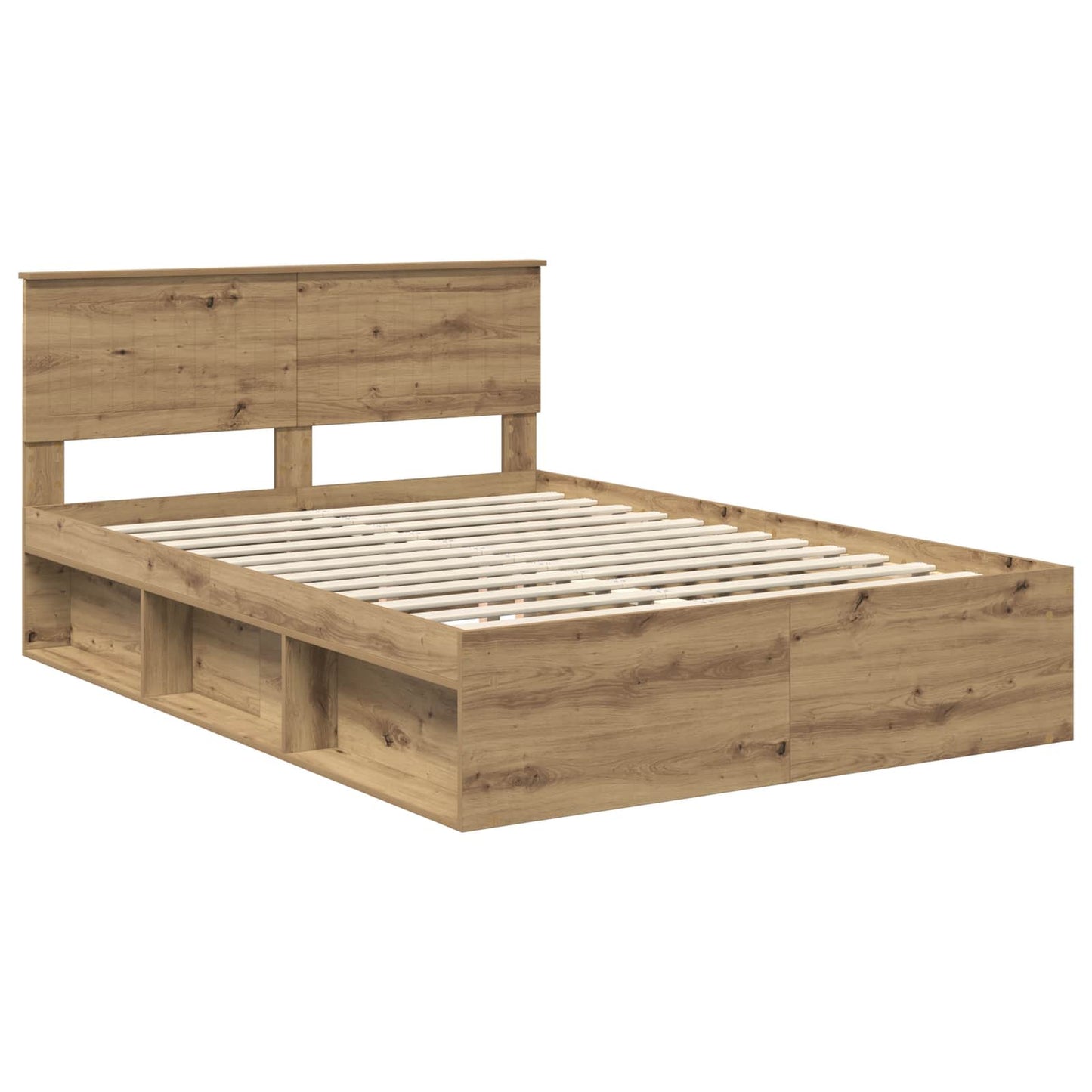 vidaXL Bed Frame Artisian Oak 135 x 190 cm Solid Pine Wood 4
