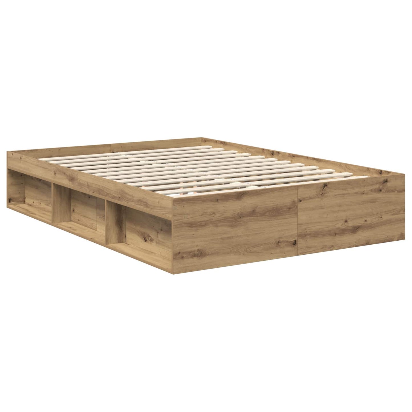 vidaXL Bed Frame Artisian Oak 135 x 190 cm Solid Pine Wood 5