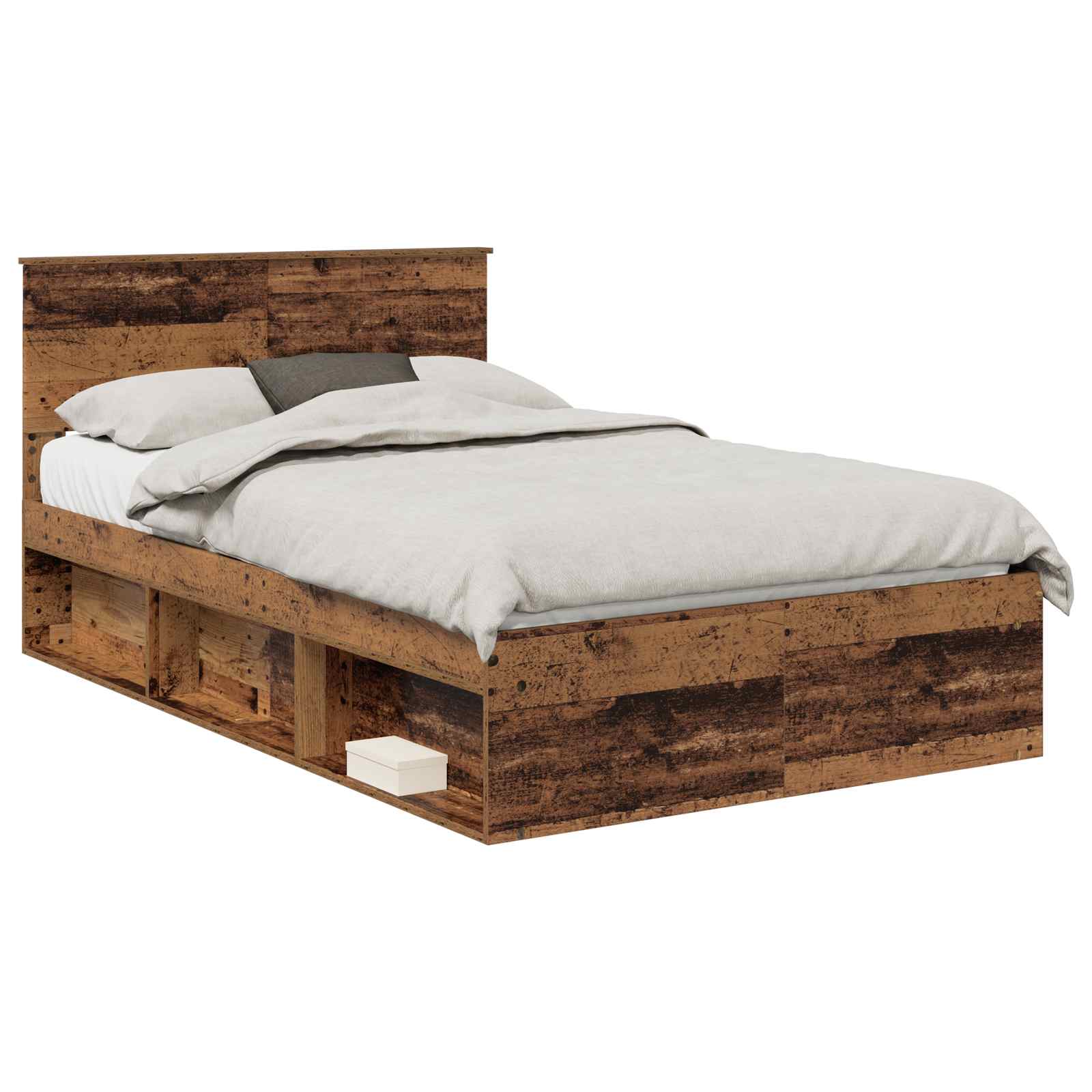 vidaXL Bed Frame with Headboard Old Wood 120 x 200 cm Solid Pine Wood 2
