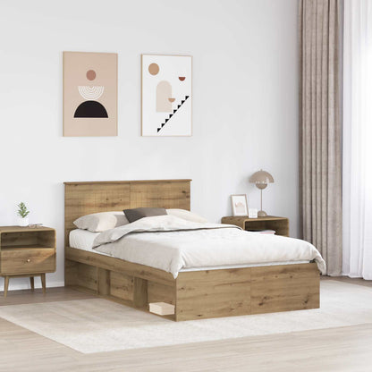 vidaXL Bed Frame Artisian Oak 120 x 200 cm Solid Pine Wood 3