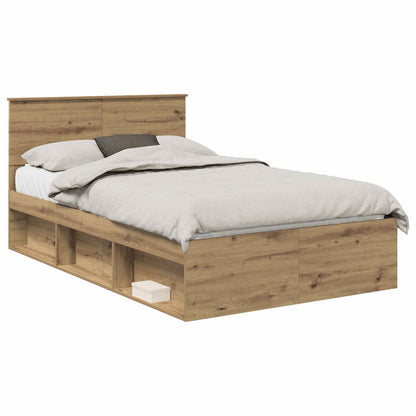vidaXL Bed Frame Artisian Oak 120 x 200 cm Solid Pine Wood 2