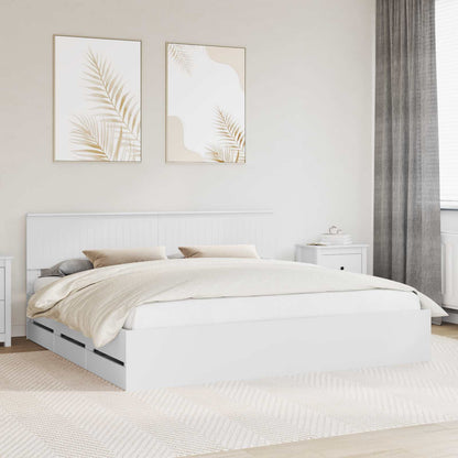 vidaXL Bed Frame with Drawer White 200 x 200 cm Engineer Wood 1