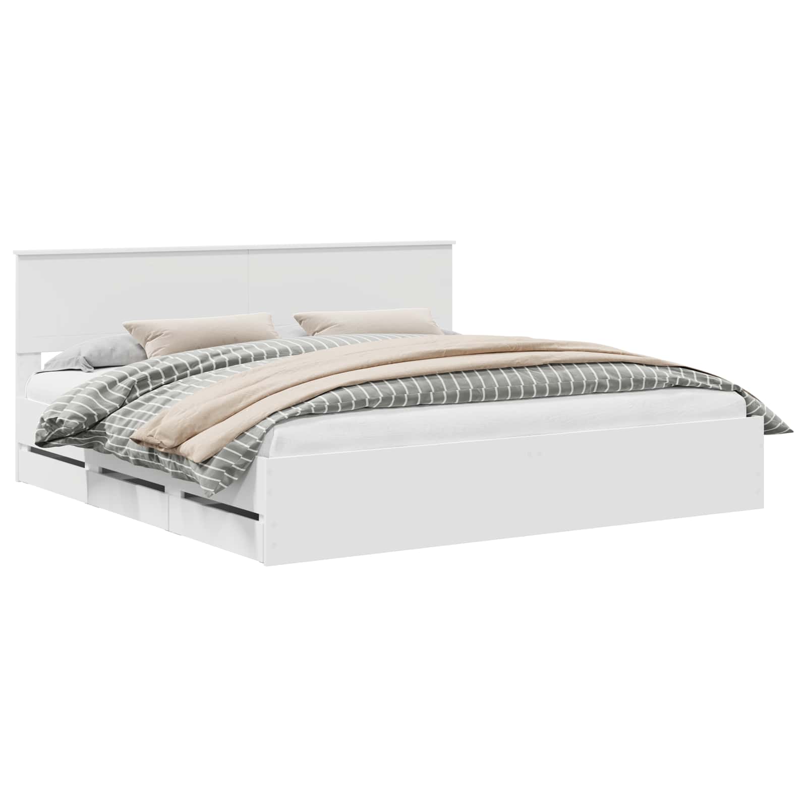vidaXL Bed Frame with Drawer White 200 x 200 cm Engineer Wood 2