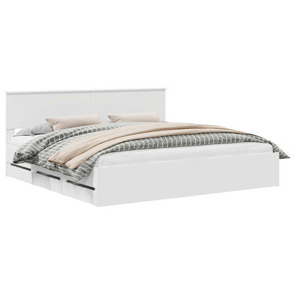 vidaXL Bed Frame with Drawer White 200 x 200 cm Engineer Wood 2