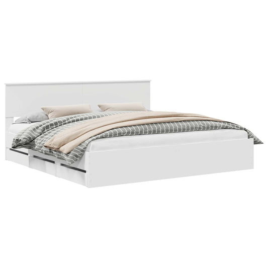 vidaXL Bed Frame with Drawer White 200 x 200 cm Engineer Wood 2