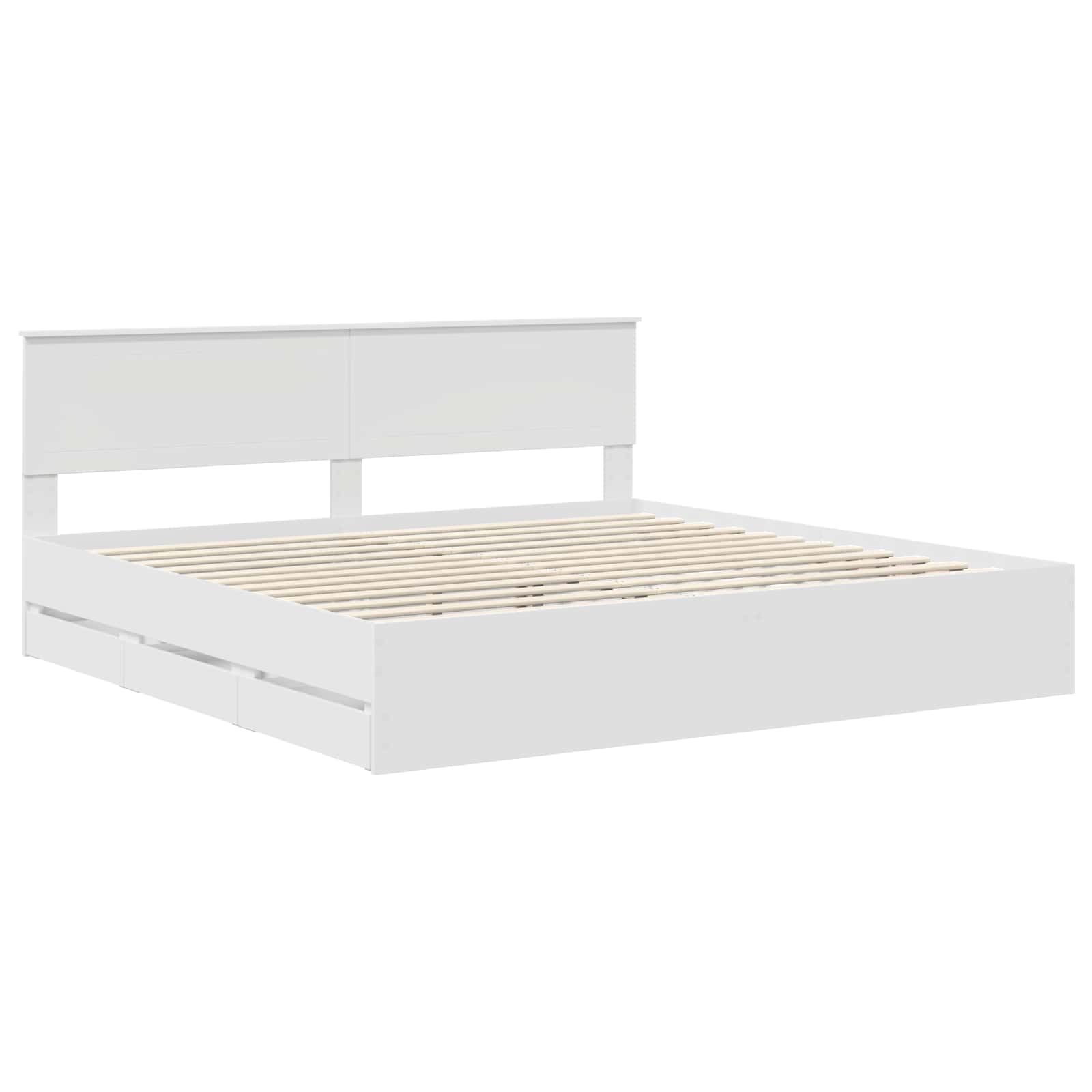 vidaXL Bed Frame with Drawer White 200 x 200 cm Engineer Wood 4