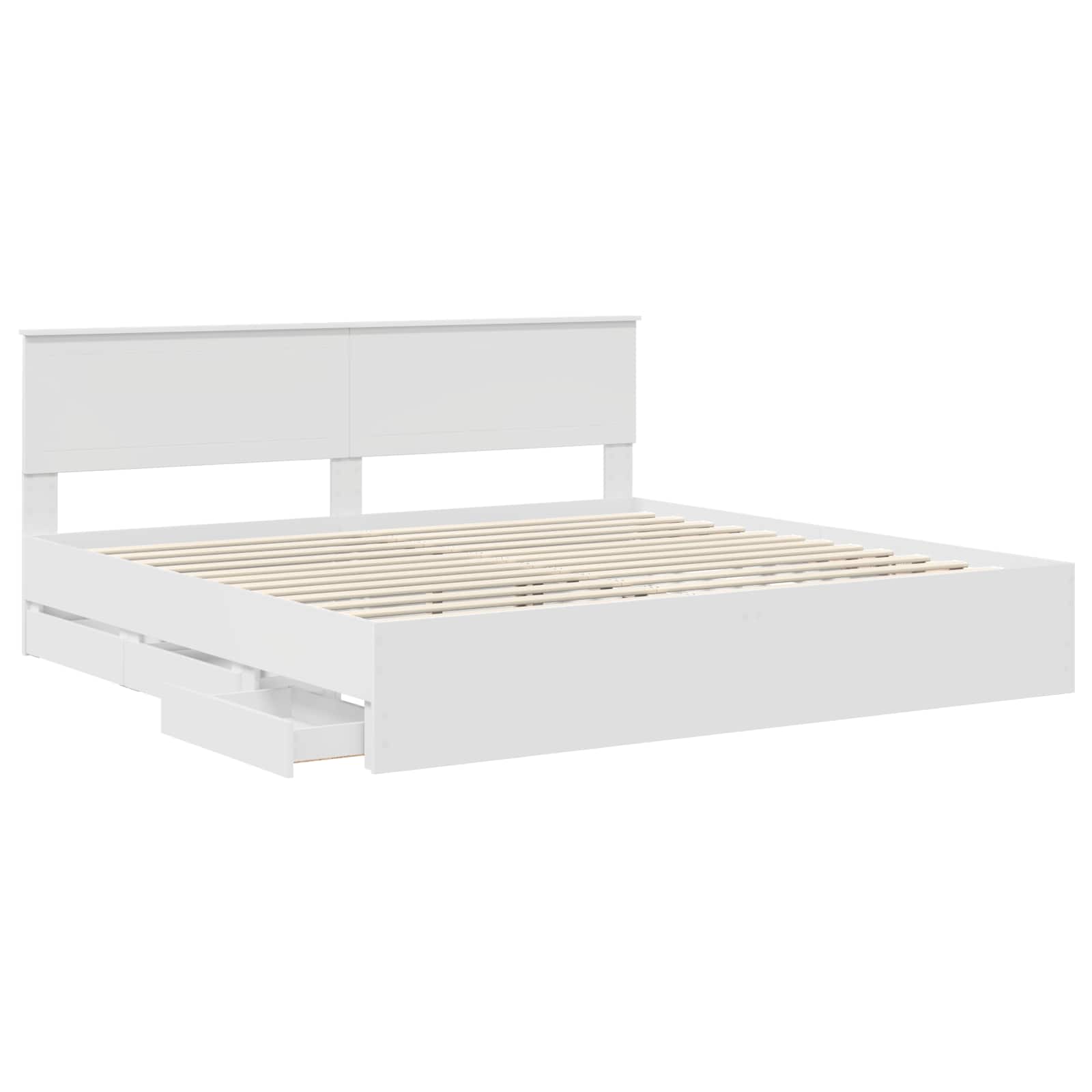 vidaXL Bed Frame with Drawer White 200 x 200 cm Engineer Wood 5