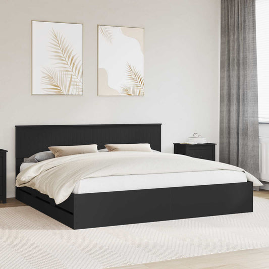vidaXL Bed Frame with Drawer Black 200 x 200 cm Engineer Wood 1
