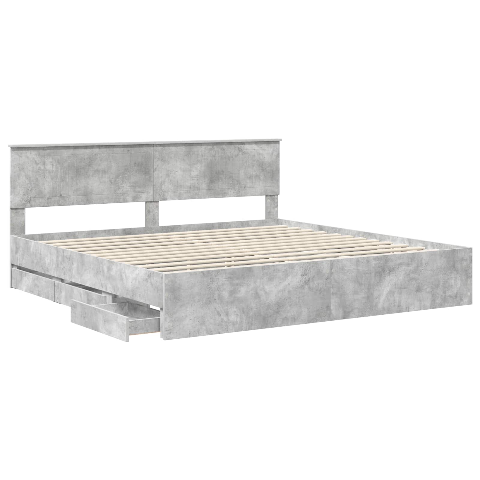 vidaXL Bed Frame with Drawer Concrete Grey 200 x 200 cm Engineer Wood 5