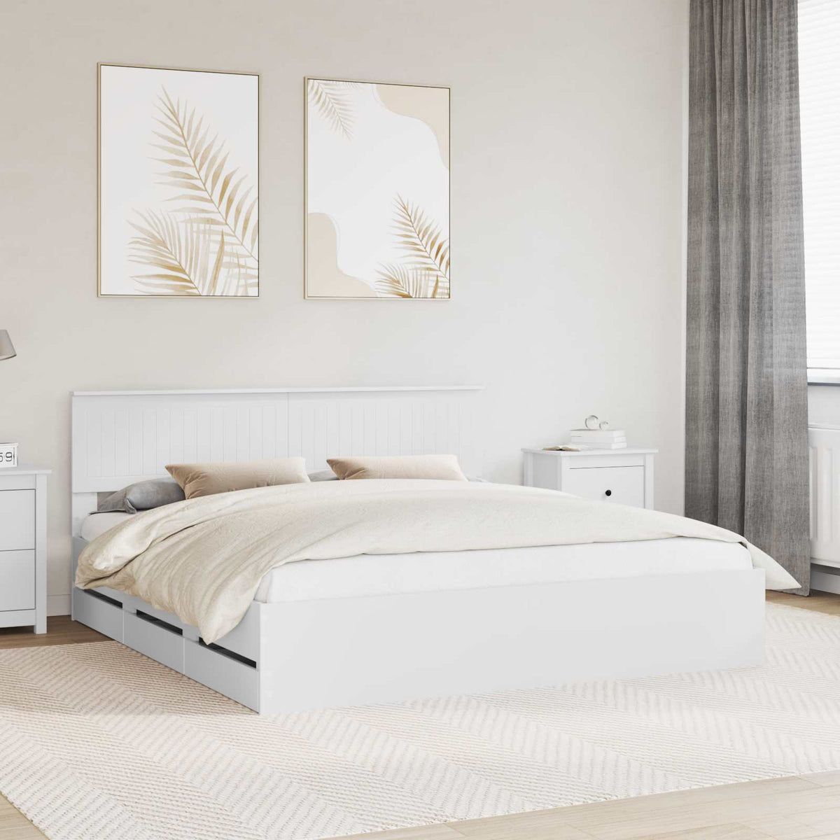 vidaXL Bed Frame with Drawer White 180 x 200 cm Engineer Wood 1