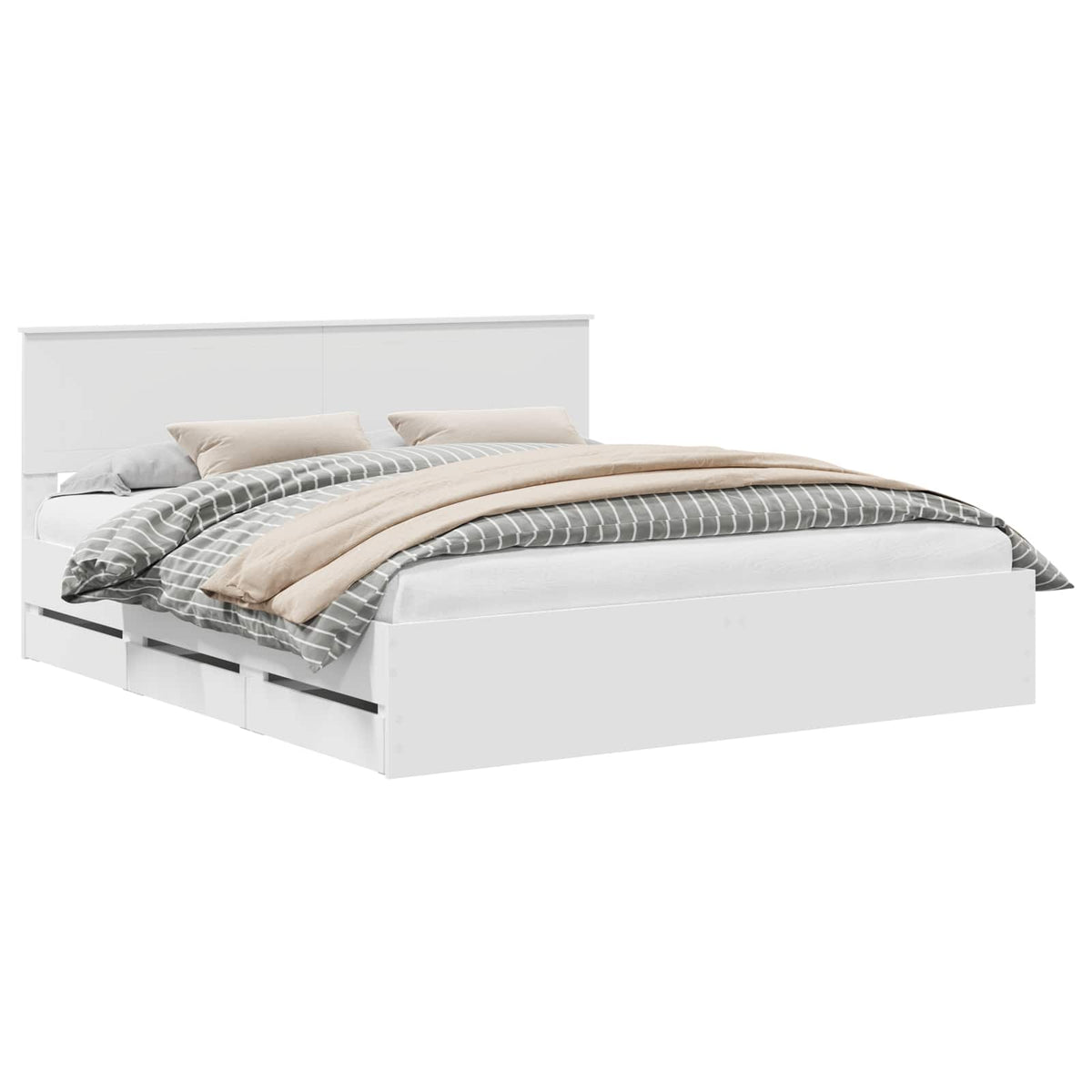 Bed Frame with Drawer Engineer Wood Length 200 cm White 180 cm