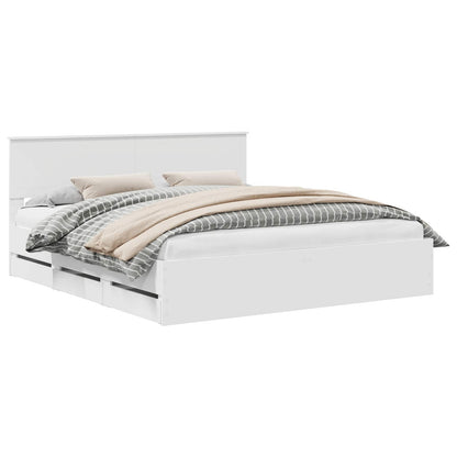 Bed Frame with Drawer Engineer Wood Length 200 cm White 180 cm