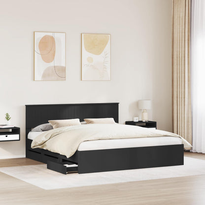 vidaXL Bed Frame with Drawer Black 180 x 200 cm Engineer Wood 3