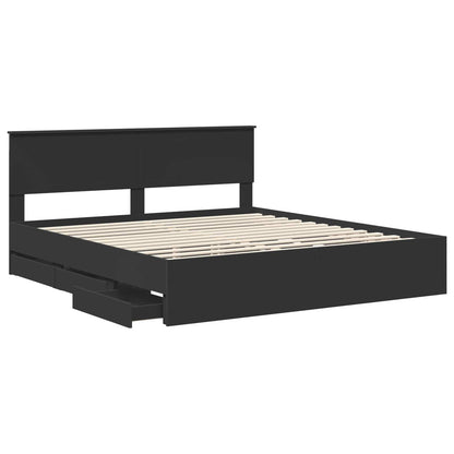 vidaXL Bed Frame with Drawer Black 180 x 200 cm Engineer Wood 5