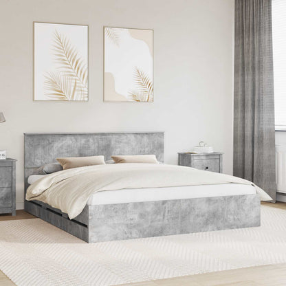 vidaXL Bed Frame with Drawer Concrete Grey 180 x 200 cm Engineer Wood 1