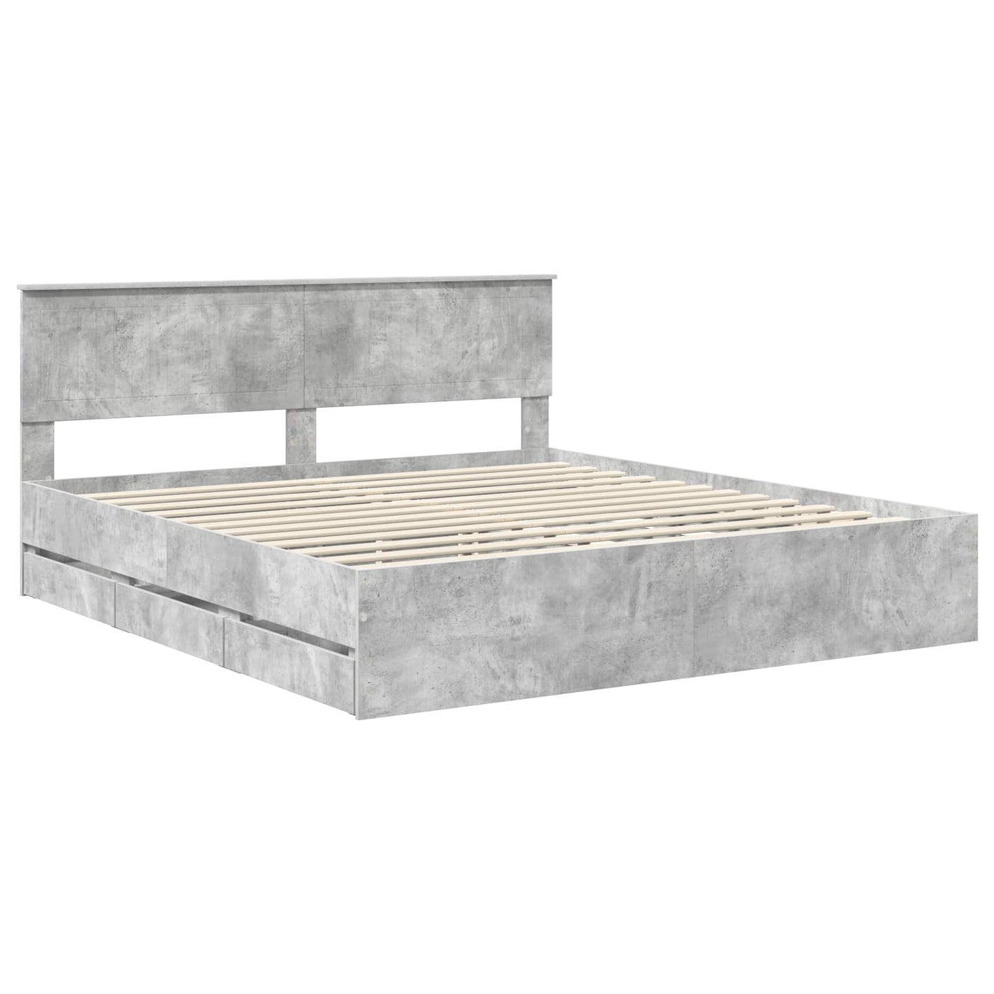 vidaXL Bed Frame with Drawer Concrete Grey 180 x 200 cm Engineer Wood 4
