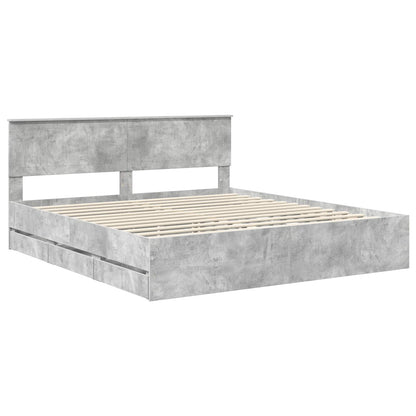 vidaXL Bed Frame with Drawer Concrete Grey 180 x 200 cm Engineer Wood 4