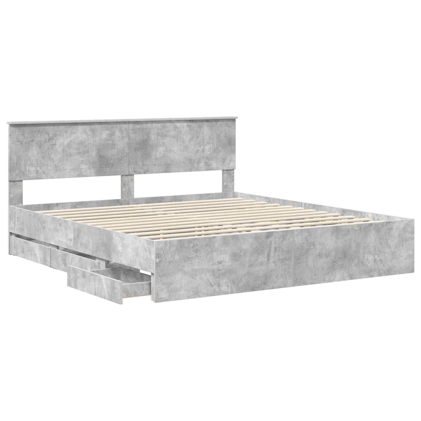vidaXL Bed Frame with Drawer Concrete Grey 180 x 200 cm Engineer Wood 5