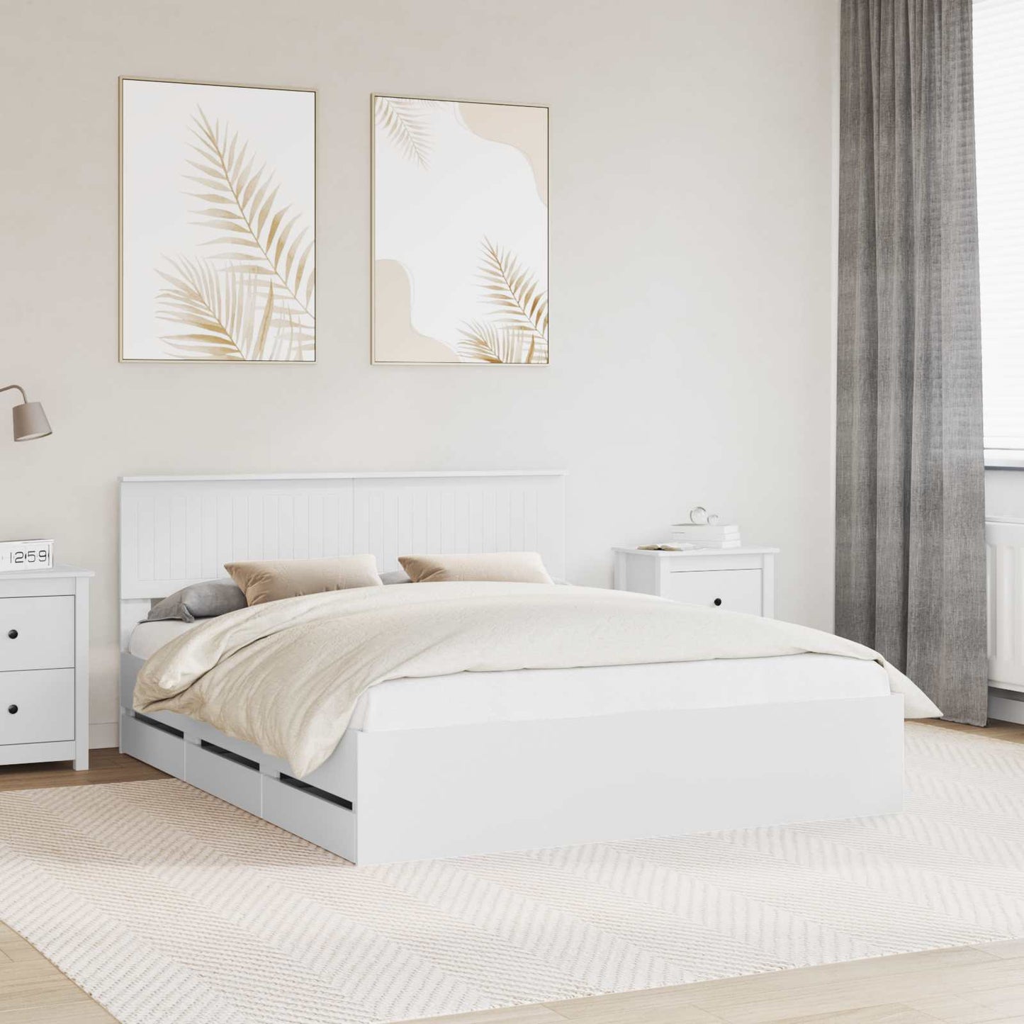 vidaXL Bed Frame with Drawer White 160 x 200 cm Engineer Wood 1