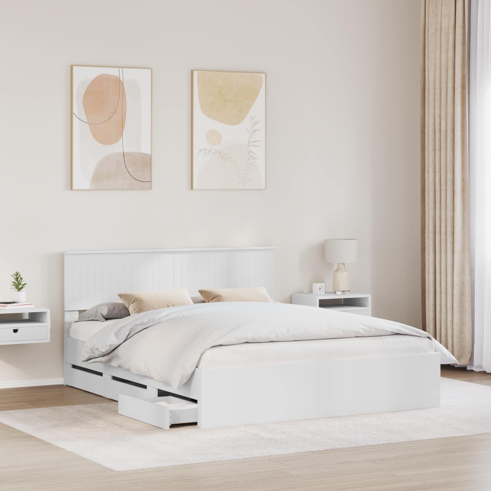 vidaXL Bed Frame with Drawer White 160 x 200 cm Engineer Wood 3