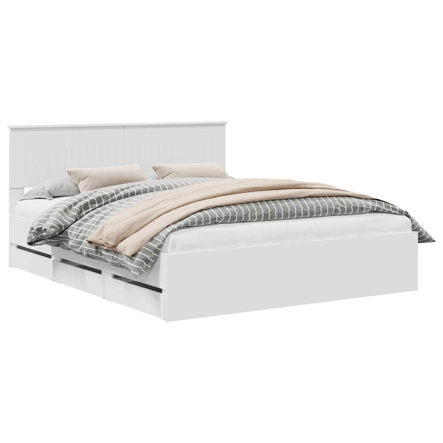 vidaXL Bed Frame with Drawer White 160 x 200 cm Engineer Wood 2