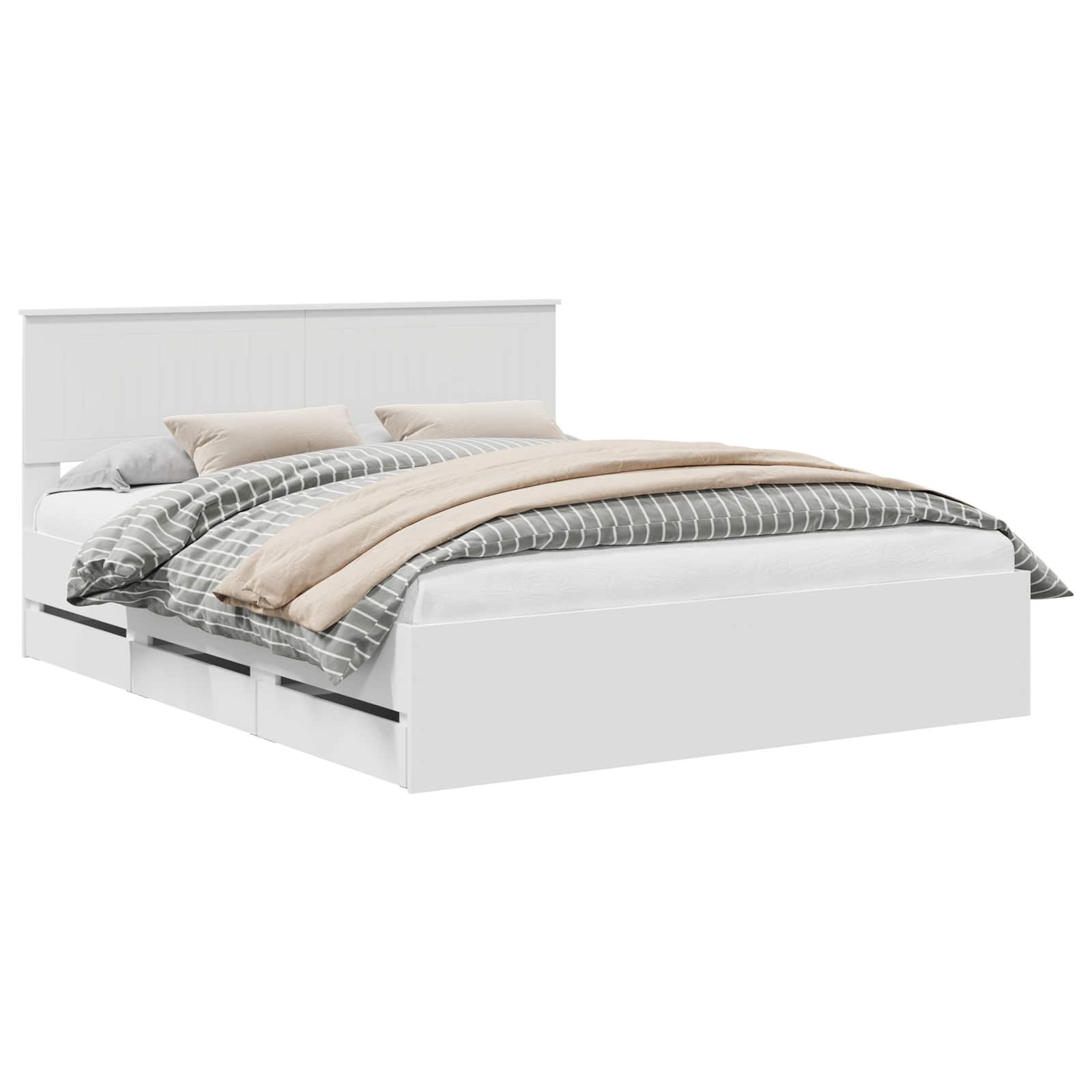 vidaXL Bed Frame with Drawer White 160 x 200 cm Engineer Wood 2