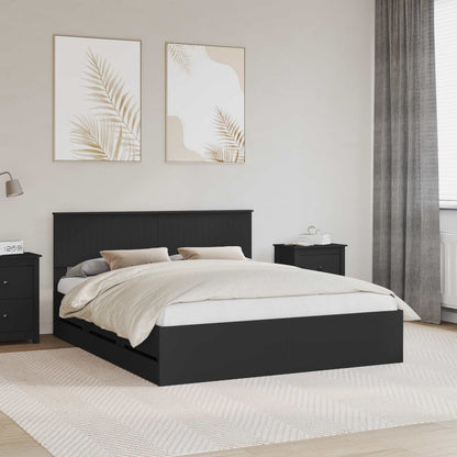 vidaXL Bed Frame with Drawer Black 160 x 200 cm Engineer Wood 1