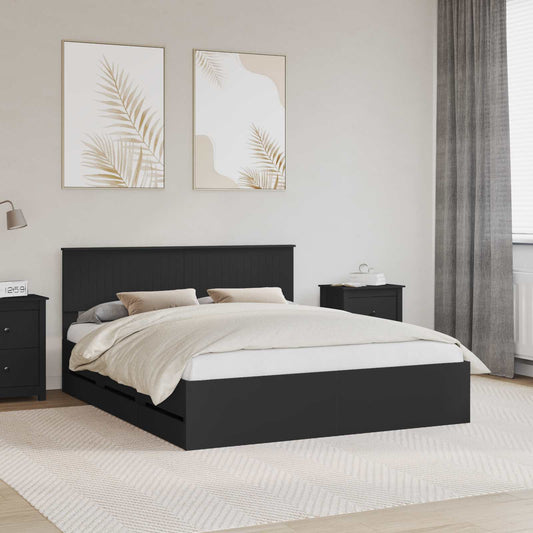 vidaXL Bed Frame with Drawer Black 160 x 200 cm Engineer Wood 1