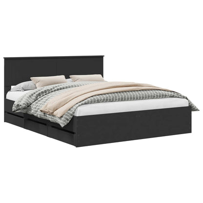 vidaXL Bed Frame with Drawer Black 160 x 200 cm Engineer Wood 2
